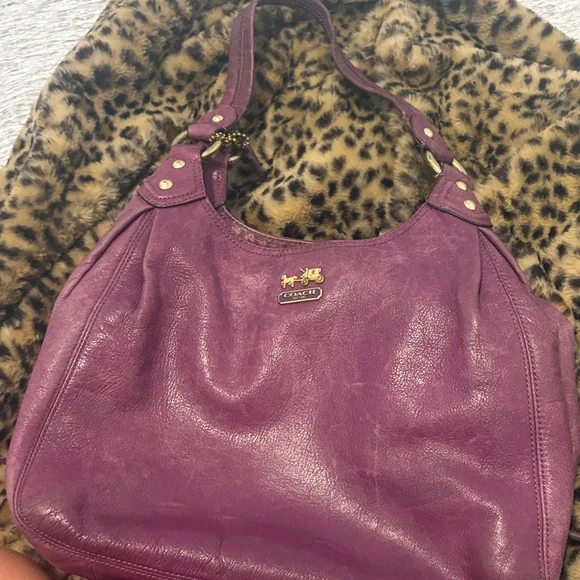 Coach Plum Leather Shoulder Bag - Picture 6 of 6
